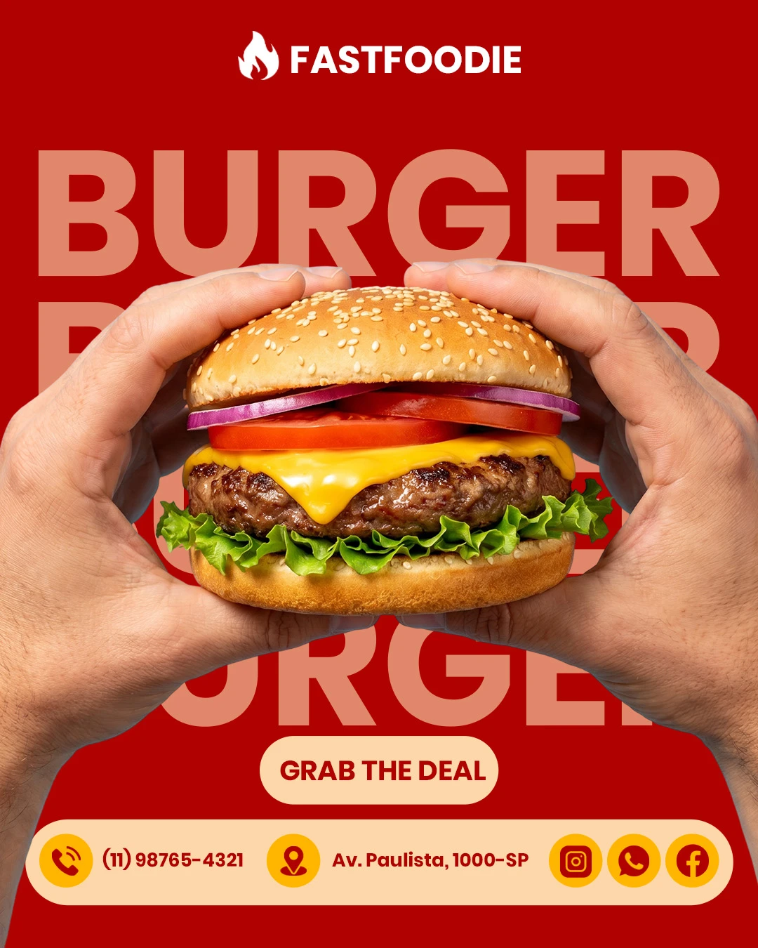 Premium Fast Food Burger Promotion Social Media Post Editable PSD Template