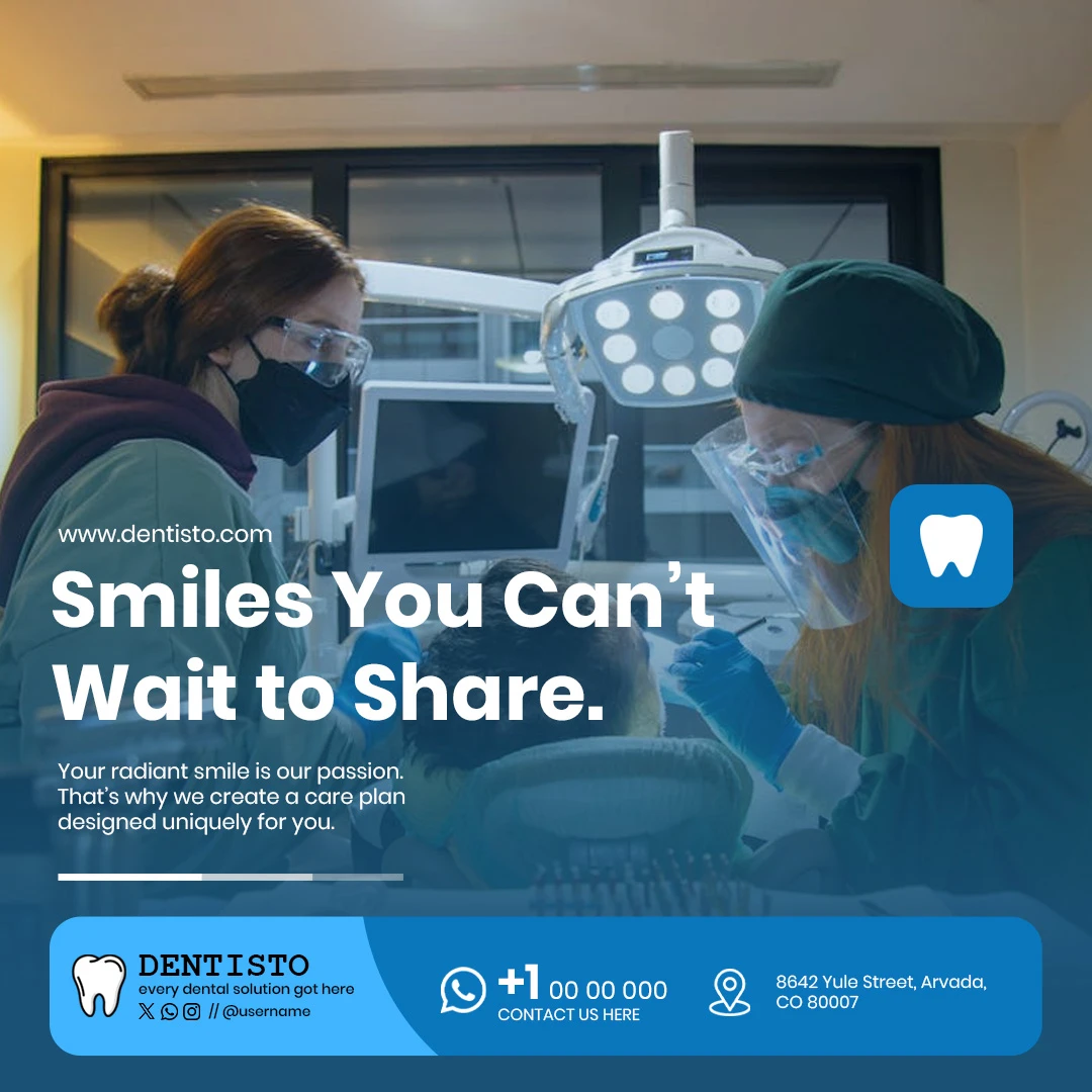 Professional Dental Care Clinic Social Media Post Editable PSD Template