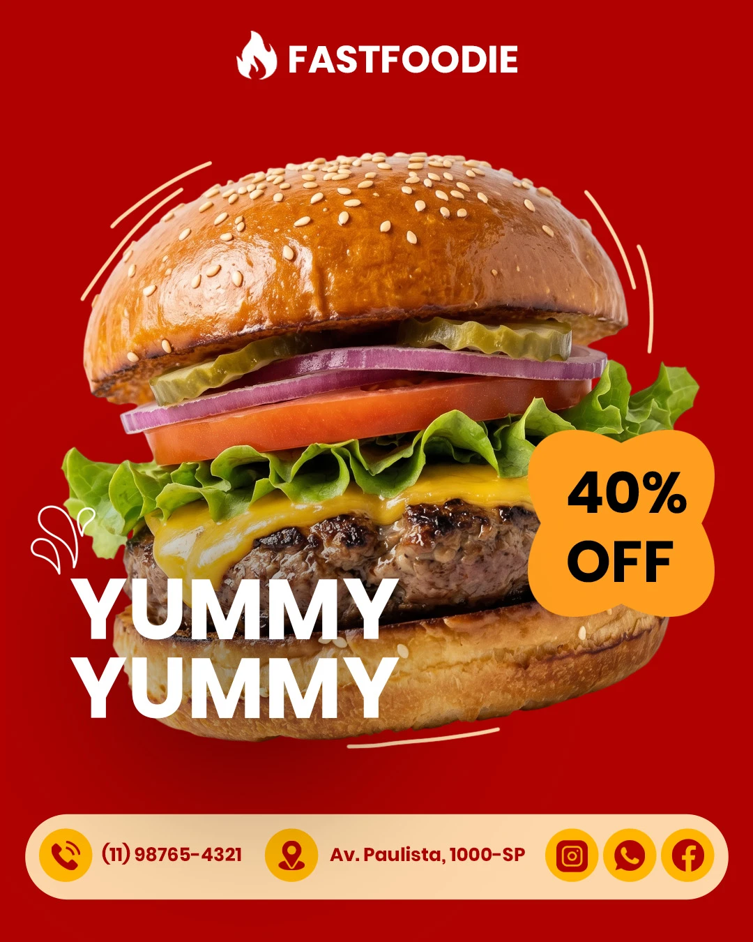Delicious Burger Special Offer Promotion Social Media Post Editable PSD Template