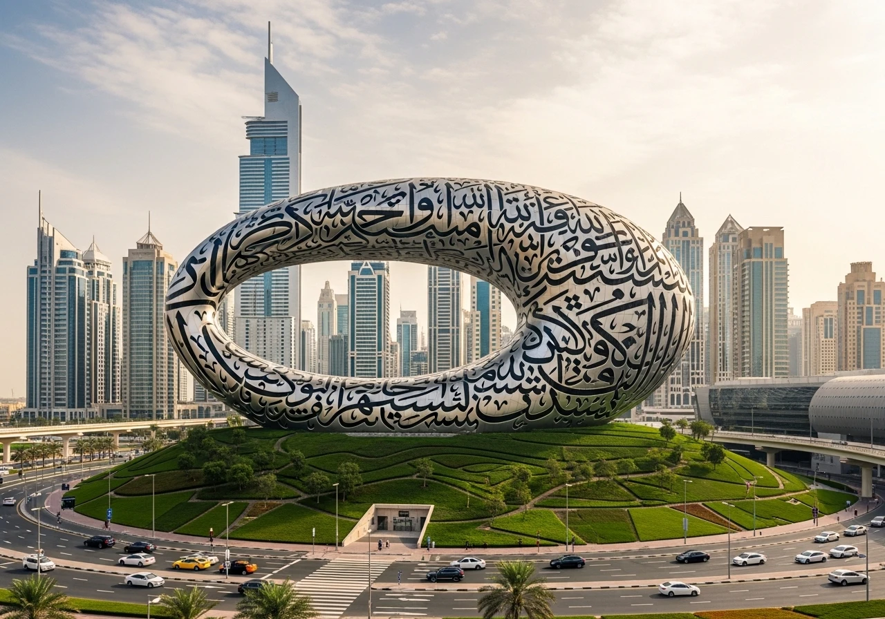 Museum of the Future and Dubai skyline at daytime