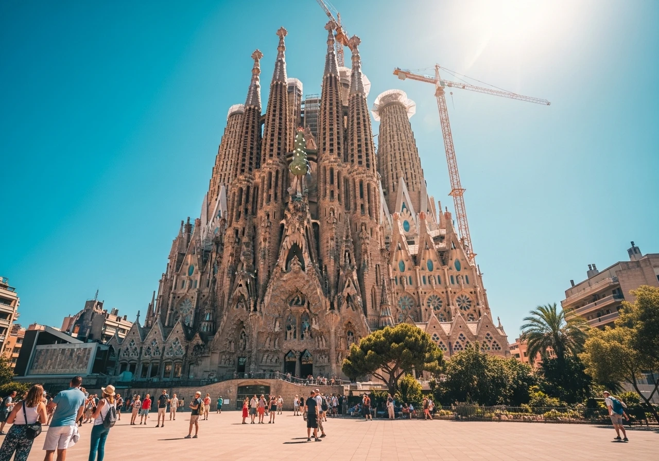La Sagrada Família basilica in Barcelona on a sunny day