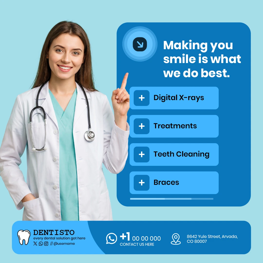 Medical Dental Care Service Social Media Post Editable PSD Template