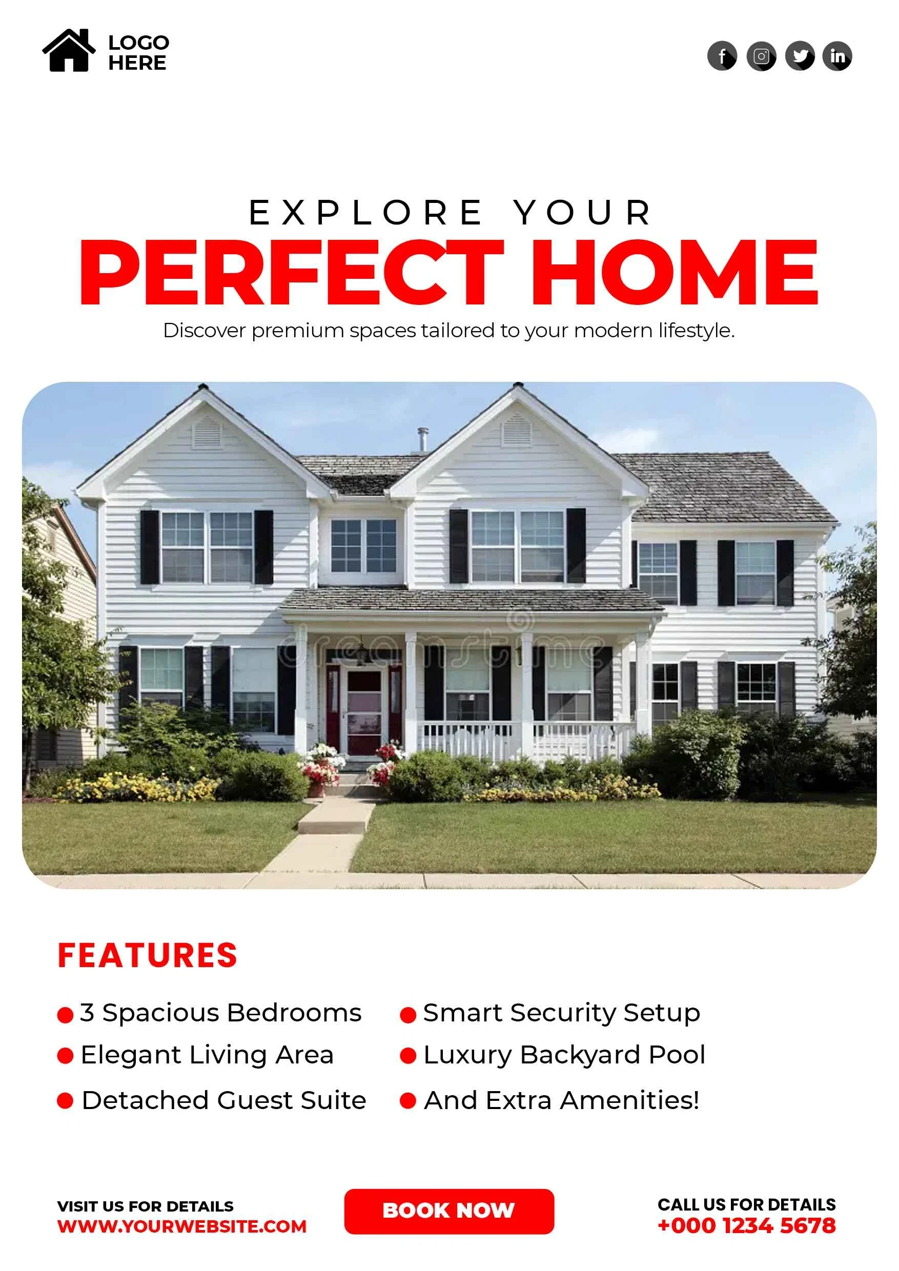 Real estate flyer template for luxury modern home listing