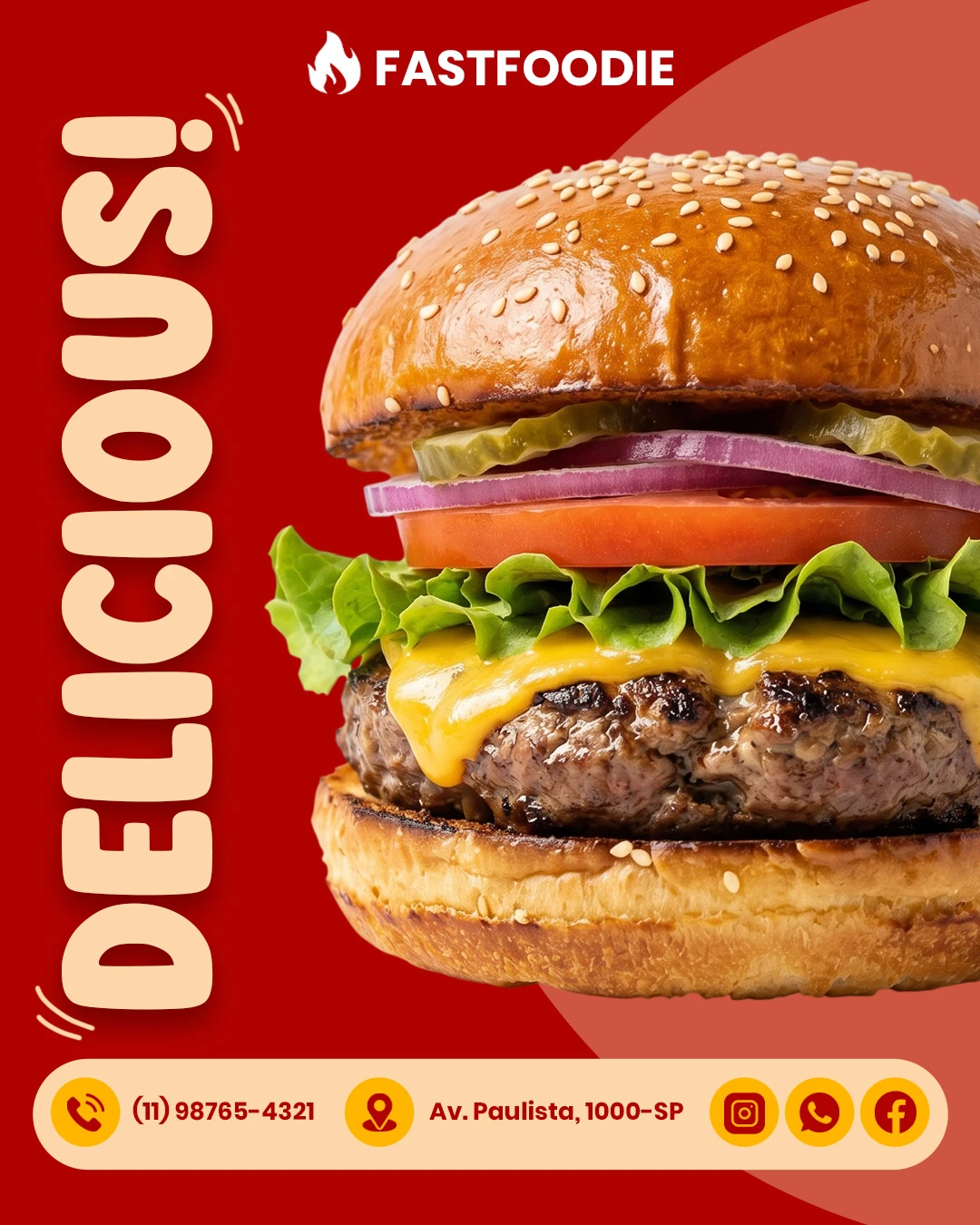 Delicious Fast Food Burger Restaurant Promotion Editable PSD Flyer Template