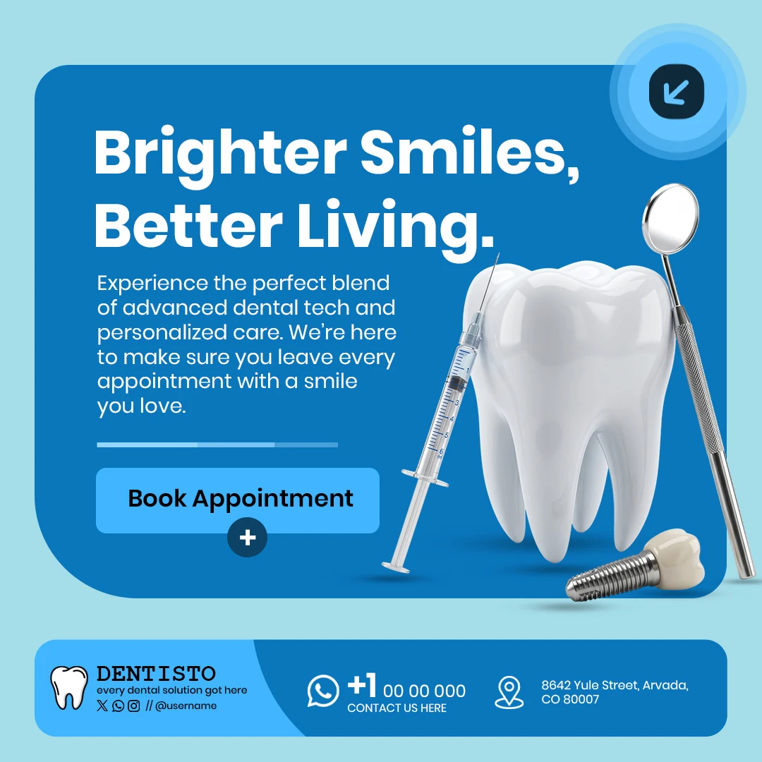Dental Care Clinic Promotion Social Media Post Editable PSD Template