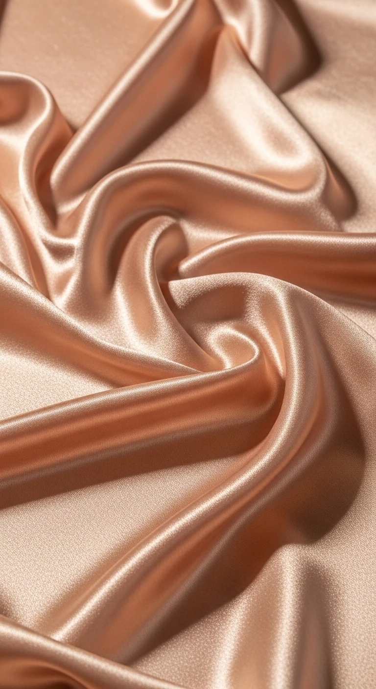 Luxury rose gold satin fabric with soft elegant folds