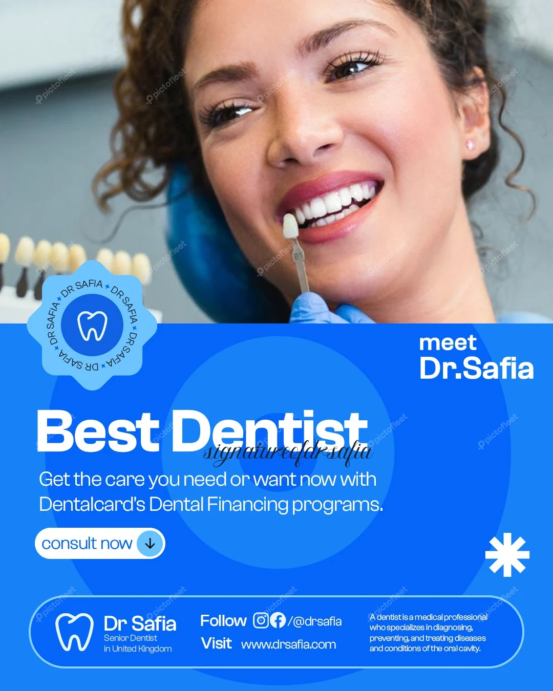 Professional Dentist Clinic Dental Care Social Media Post Editable PSD Template
