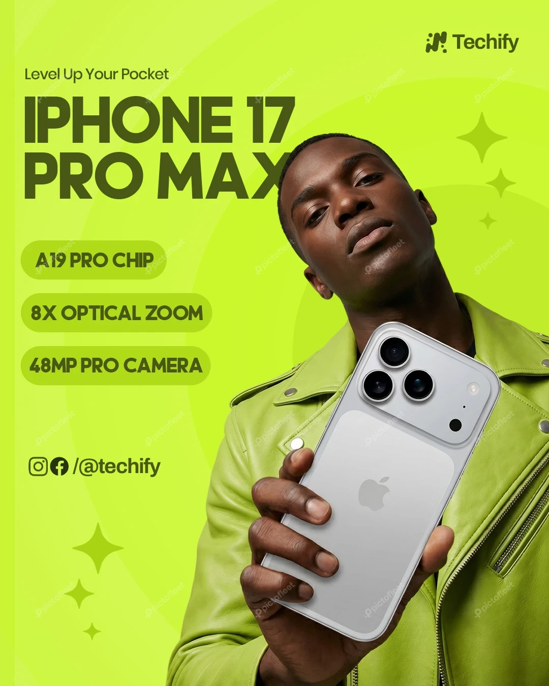 iPhone 17 Pro Max Smartphone Promotion Social Media Poster Editable PSD Template