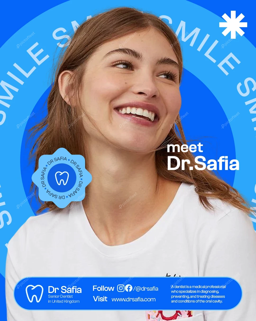 Modern Dental Clinic Dentist Social Media Post Editable PSD Template