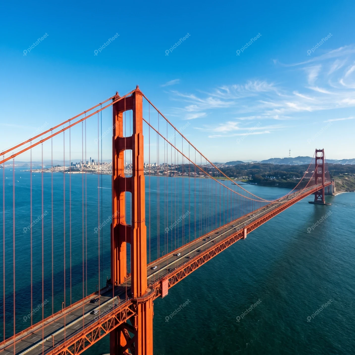 Aerial view of the Golden Gate Bridge in San Francisco