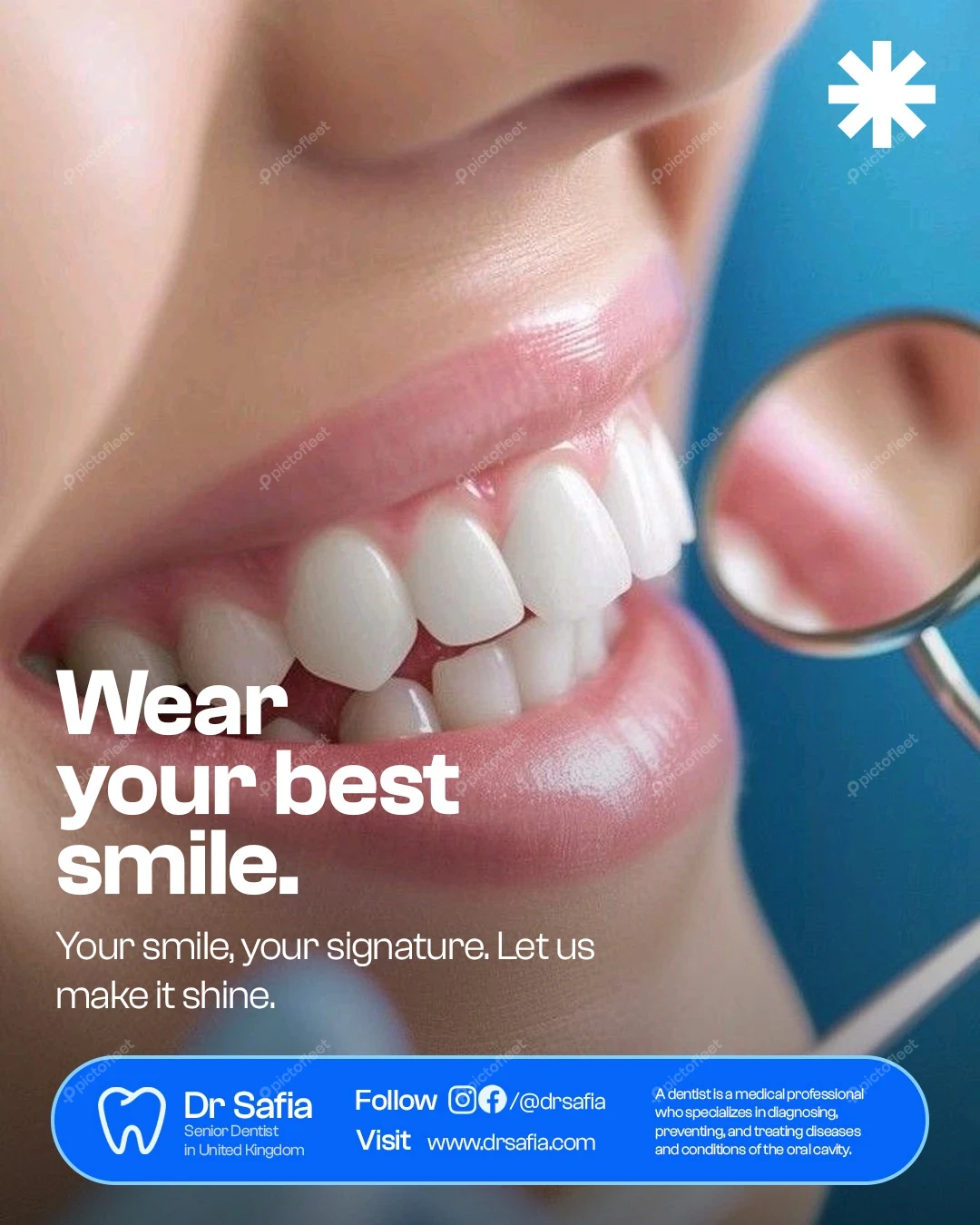 Close-up of healthy white teeth for dental clinic advertisement