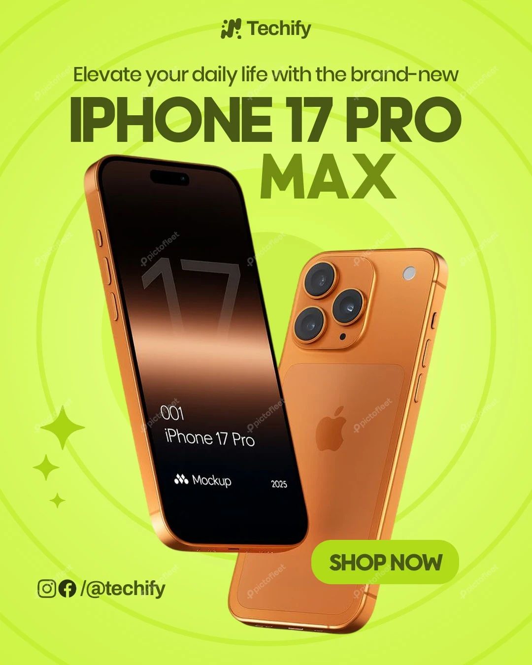 iPhone 17 Pro Max Smartphone Promotion Social Media Post Editable PSD Template