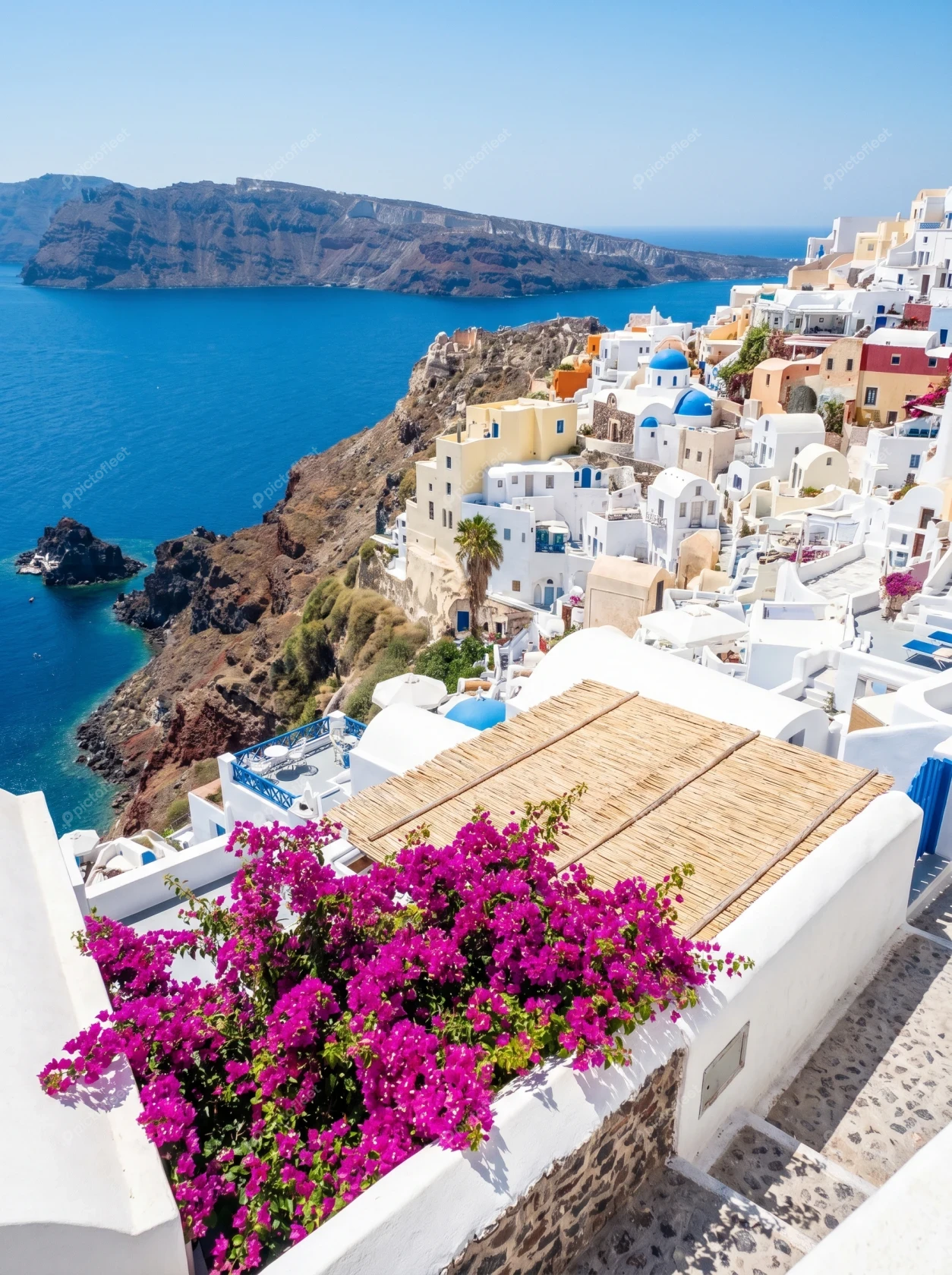 Scenic view of Oia village in Santorini, Greece