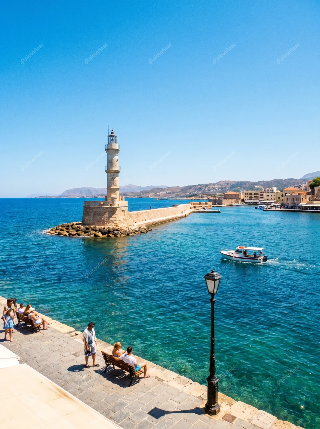 Venetian Lighthouse in the Old Harbor of Chania, Crete