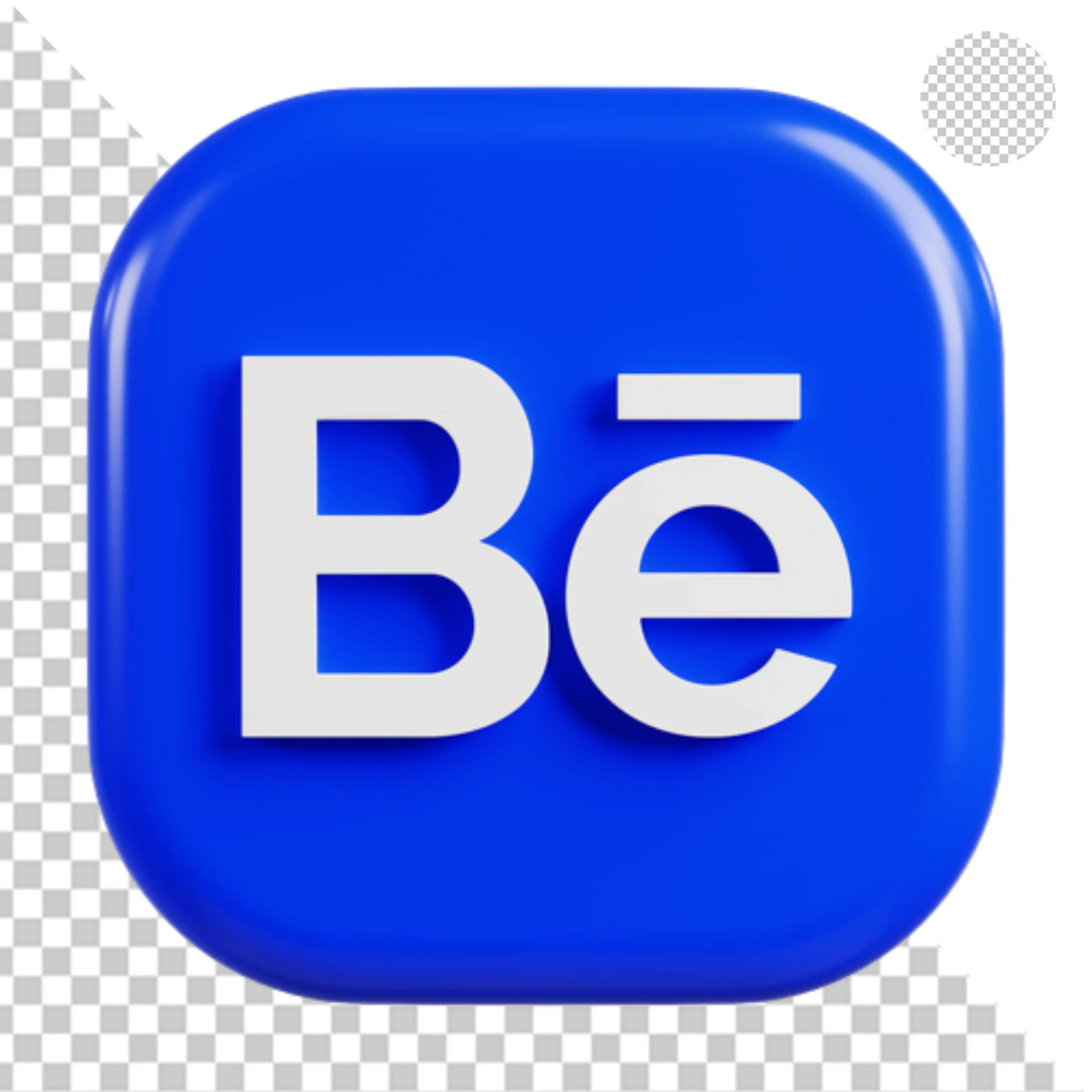 3D Behance logo icon on blue rounded square PNG Transparent Background