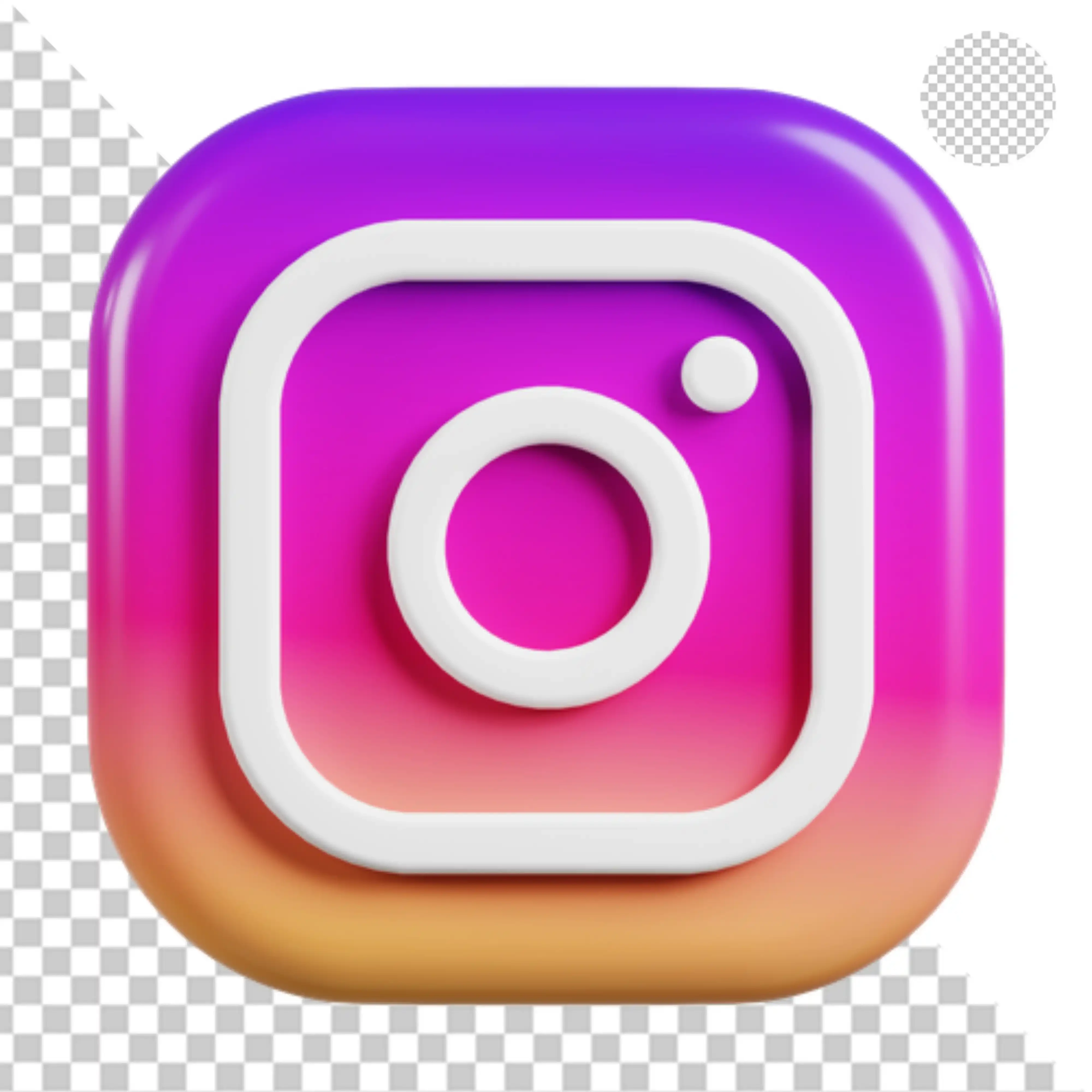 Glossy 3D Instagram social media logo icon PNG Transparent Background