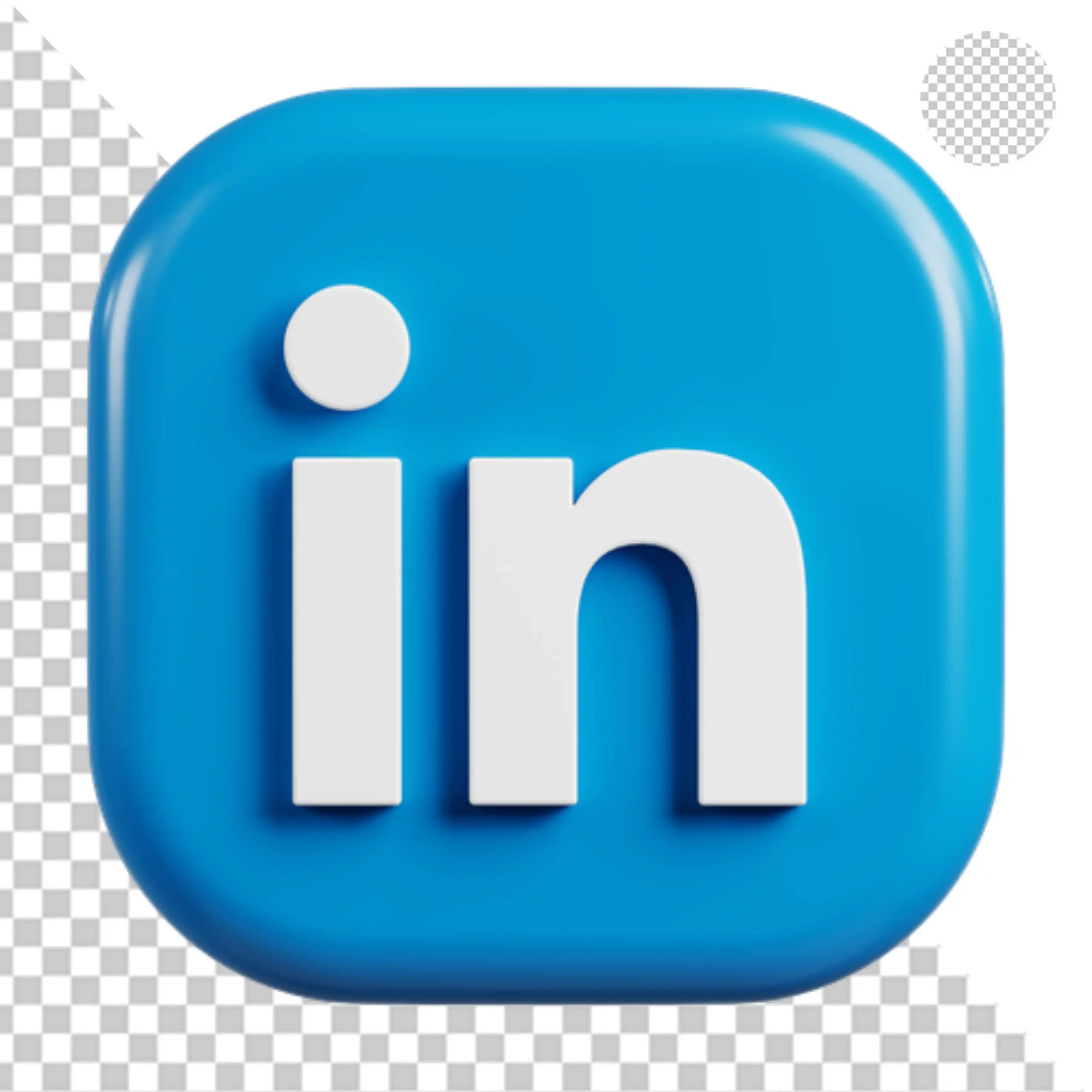 LinkedIn logo 3D icon on blue rounded square PNG Transparent Background