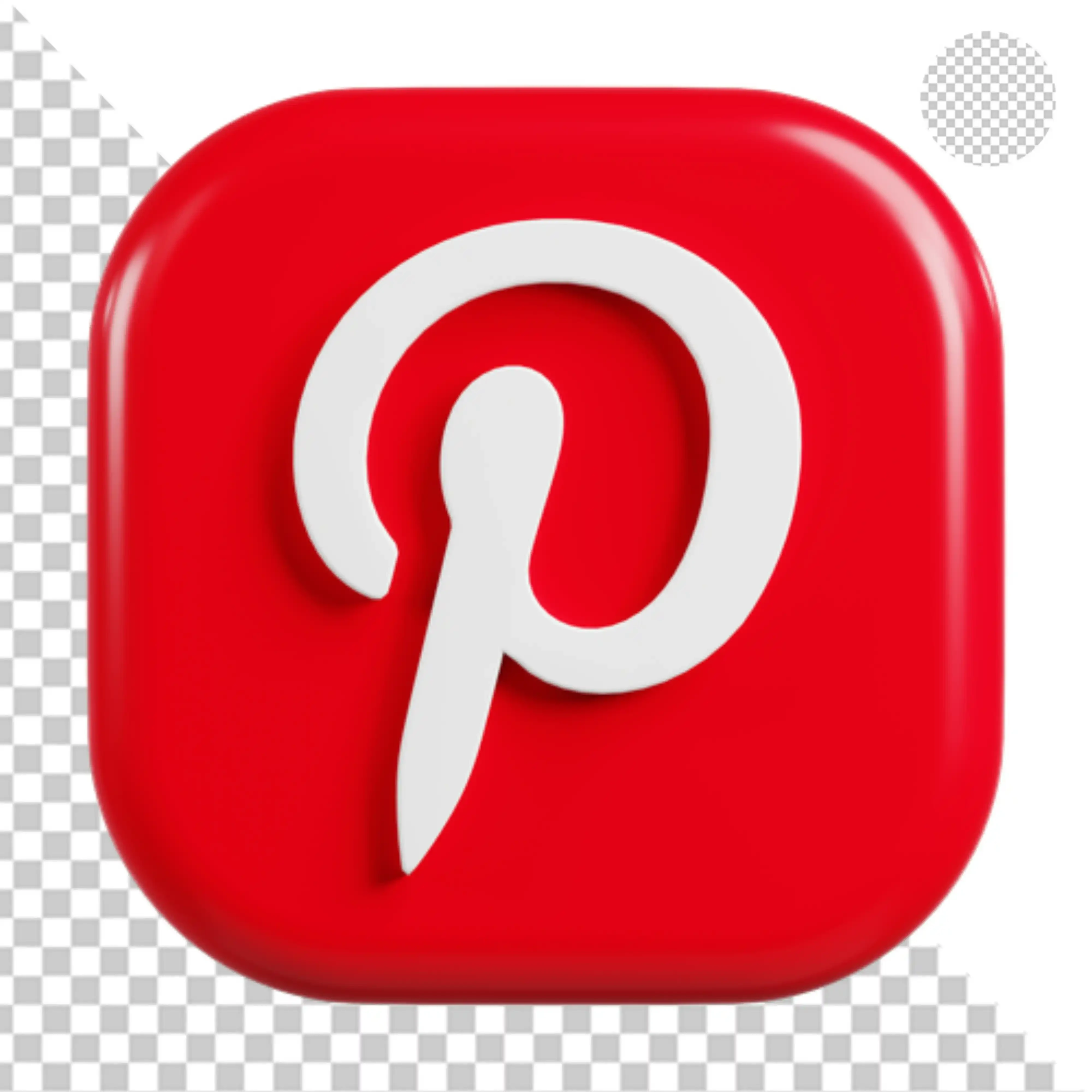 Glossy red 3D Pinterest social media logo icon PNG Transparent Background