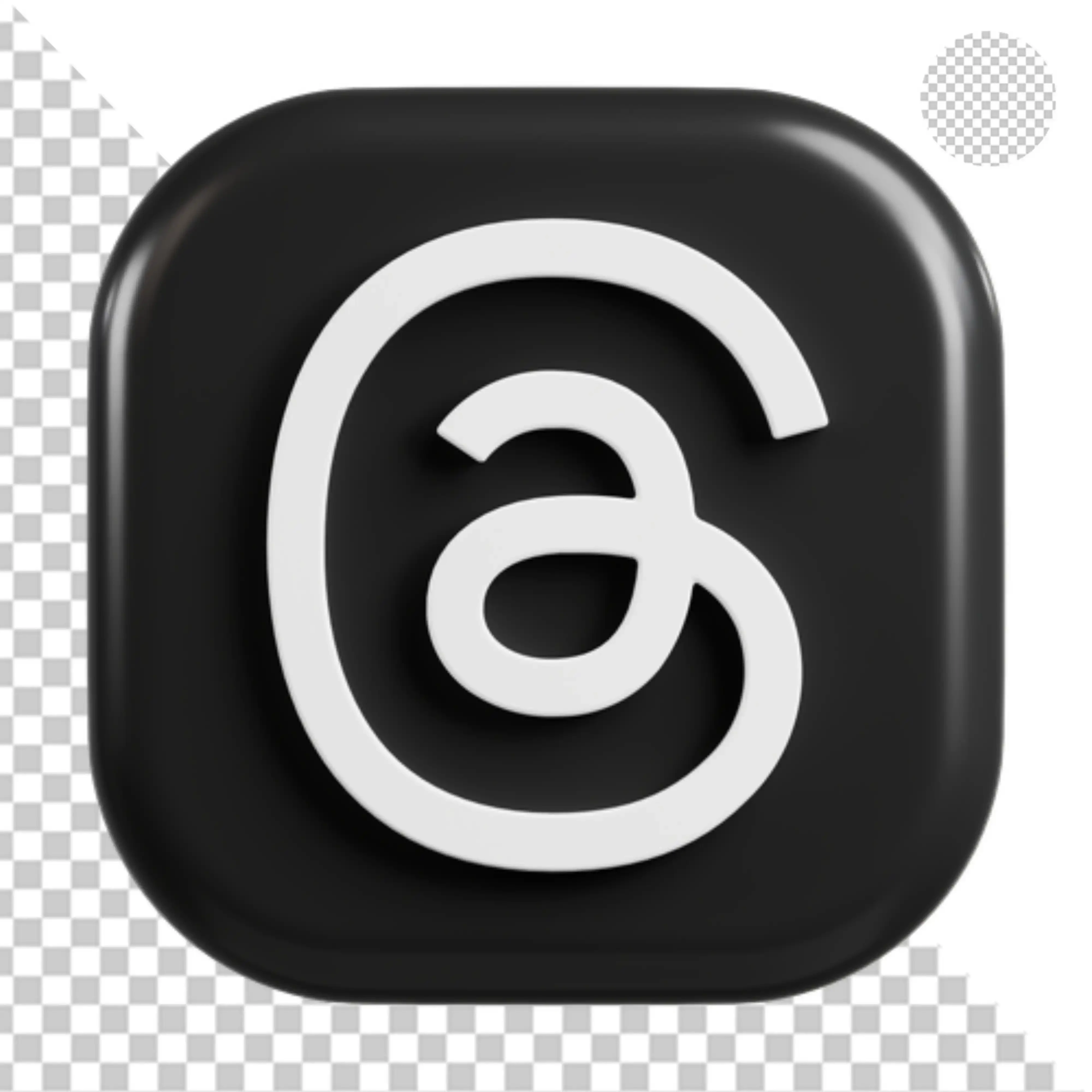 3D render of Threads app logo icon PNG Transparent Background